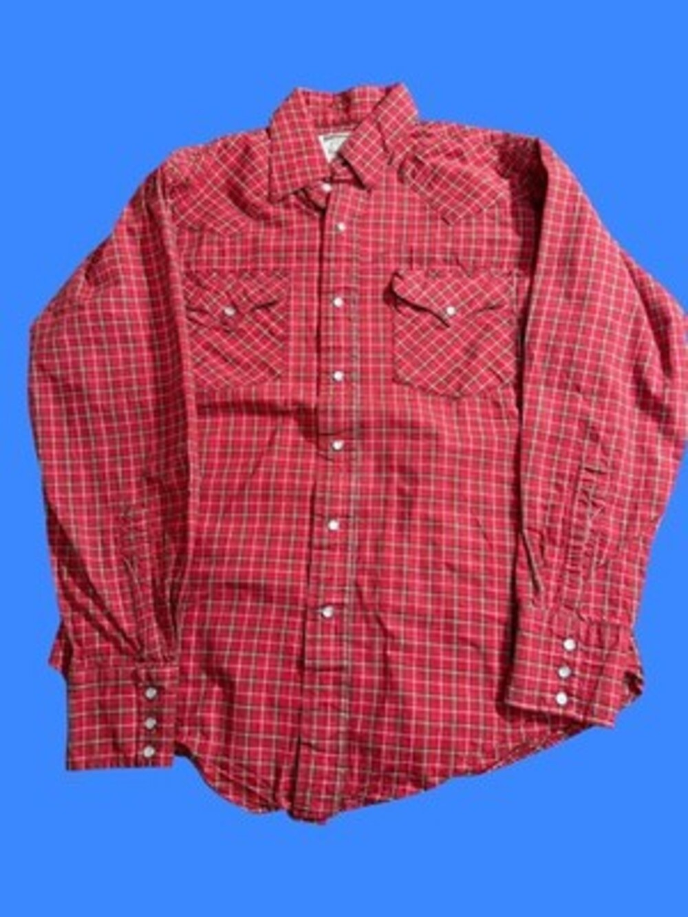Vintage Ruddock Western Shirt Red Plaid Pearl Snap USA 15-33